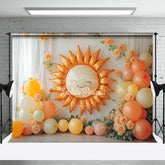 Lofaris Sun Balloon Floral Arch Curtain Cake Smash Backdrops